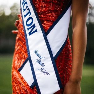 Strapless Red Sparkly Evening Gown